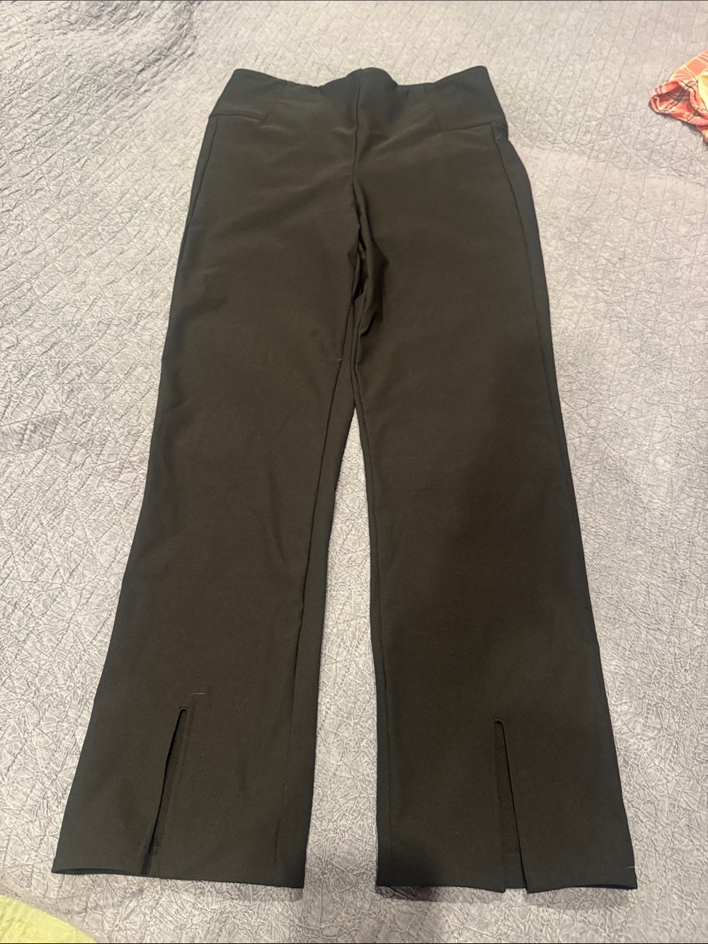 Athleta Black Straight-Leg Pull-On Pants with Front Slits